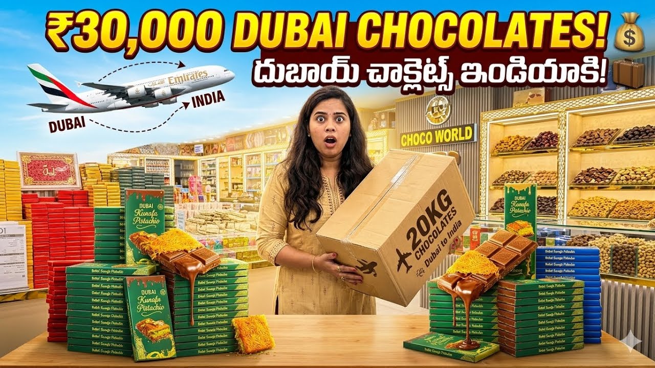 Dubai Kunafa Chocolate Haul🍫Sending ₹30,000Worth(20KG)Chocolates From Dubai to India#teluguvlogs  