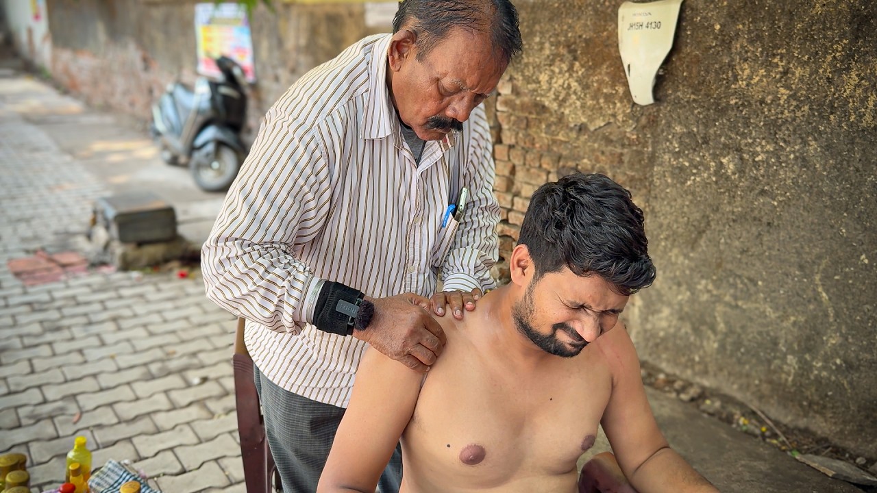 80 Year Old PAINKILLER Baba DEEP Back & Shoulder Massage With His MAGICAL Smoky Oil | ASMR Gautam