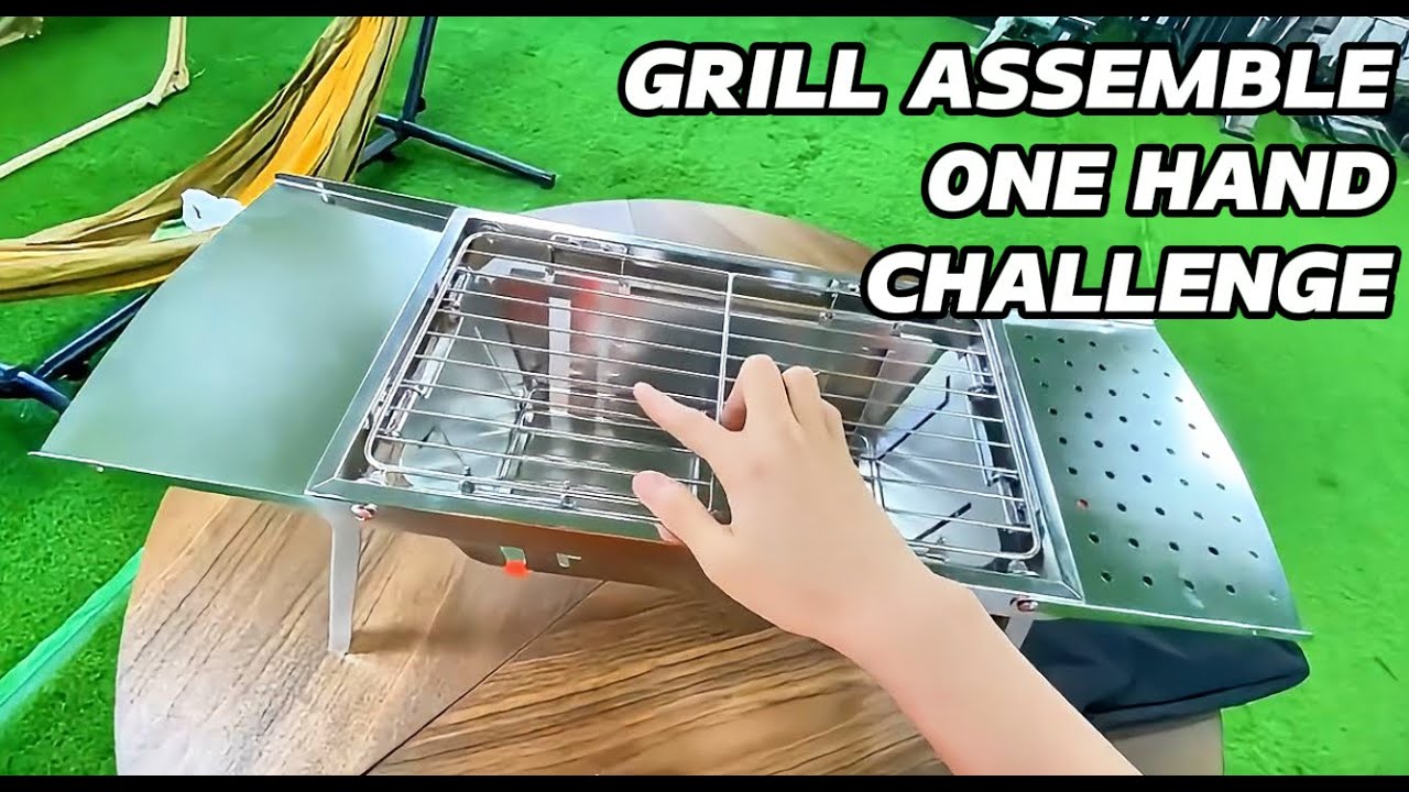 30 - Second Challenge: Assemble the Barbecue Grill with One Hand #bbq #grill #challenge #shorts