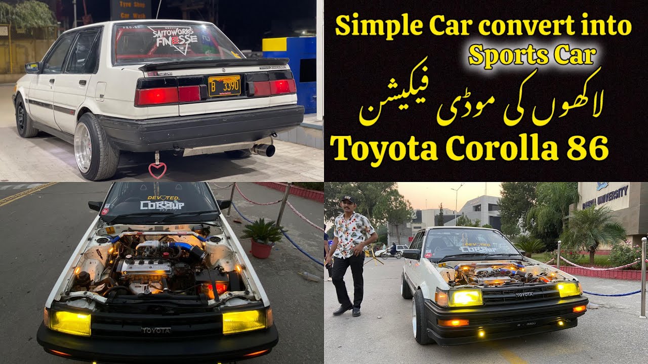 Toyota Corolla 1986  | converting normal car into sports car | Modified squad pk