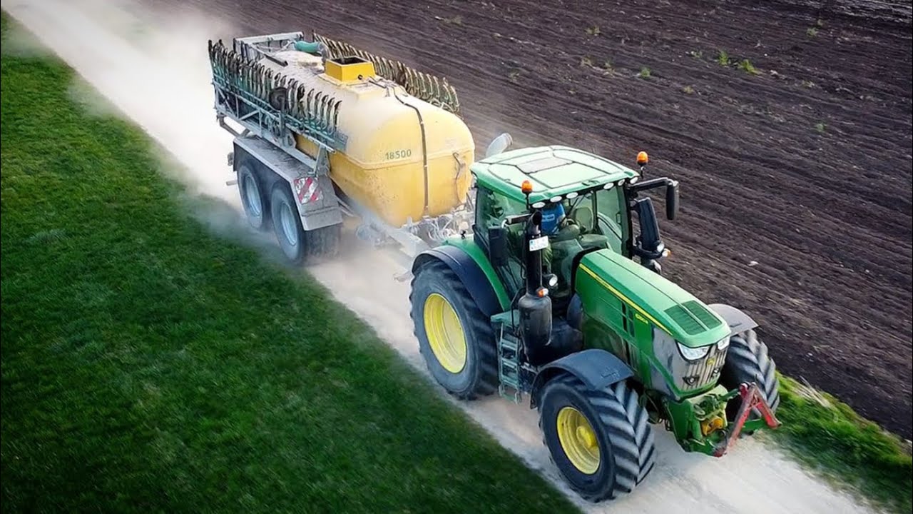 Güllefahren + Grubbern: John Deere 6R 250, Zunhammer 18500, Deutz Agrotron 140, Saphir Grubber