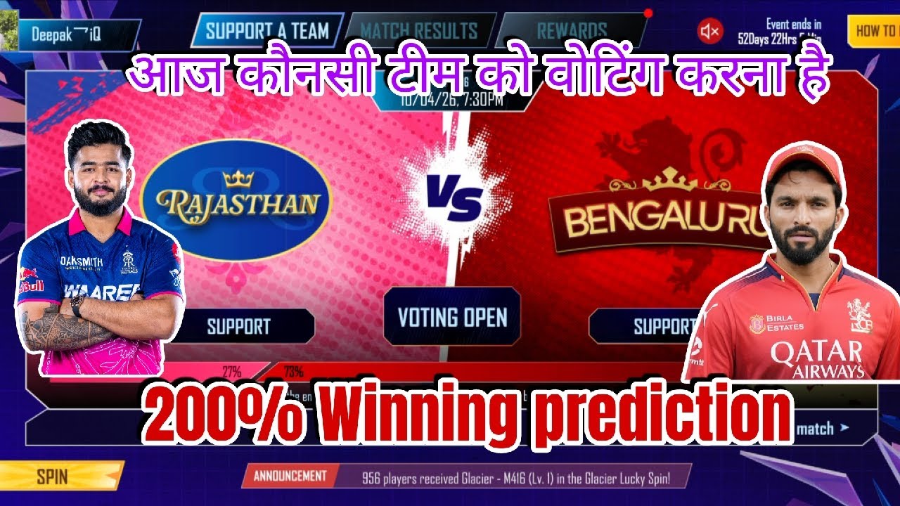 RR vs RCB Winning Prediction 💯 | BGMI Cricket League | Rajasthan vs RCB Today Match