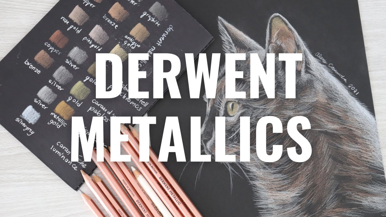 TESTING OUT THE DERWENT METALLIC PENCILS + CAT DEMO DRAWING | Should You Buy This Metallic Set?