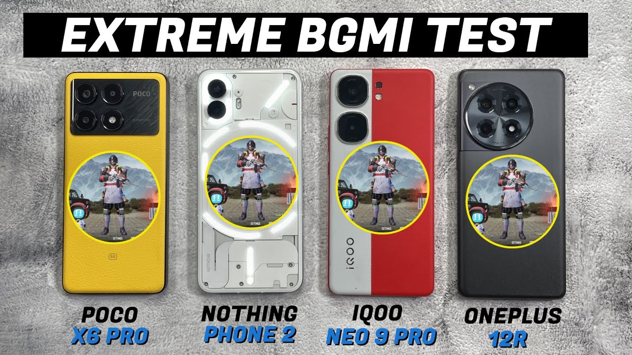 Poco X6 Pro vs IQOO Neo 9 Pro vs OnePlus 12R vs Nothing Phone 2 Pubg Test - Real Gaming King ?