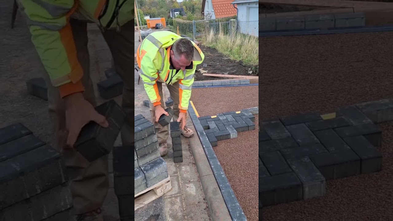 Einfahrt pflastern mit Rechteckpflaster in Wernigerode mit ATZE168 🥰 🥰 🥰