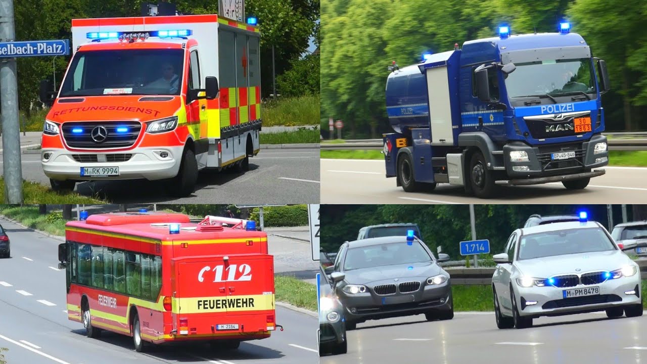 Zugunglück in Burgrain - Einsatzfahrten Feuerwehr, Rettungsdienst & Polizei