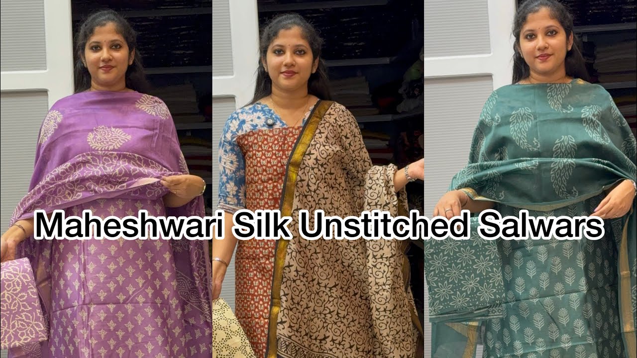 Maheshwari Silk Unstitched Salwar Suits@Eza_fabz 