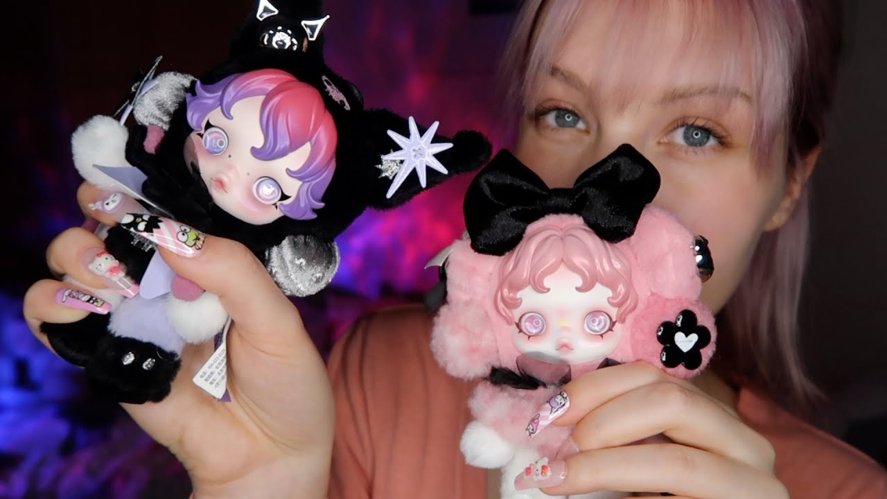 [ASMR] POPMART SKULLPANDA x SANRIO 🩷💜 My Melody & Kuromi plush unboxing
