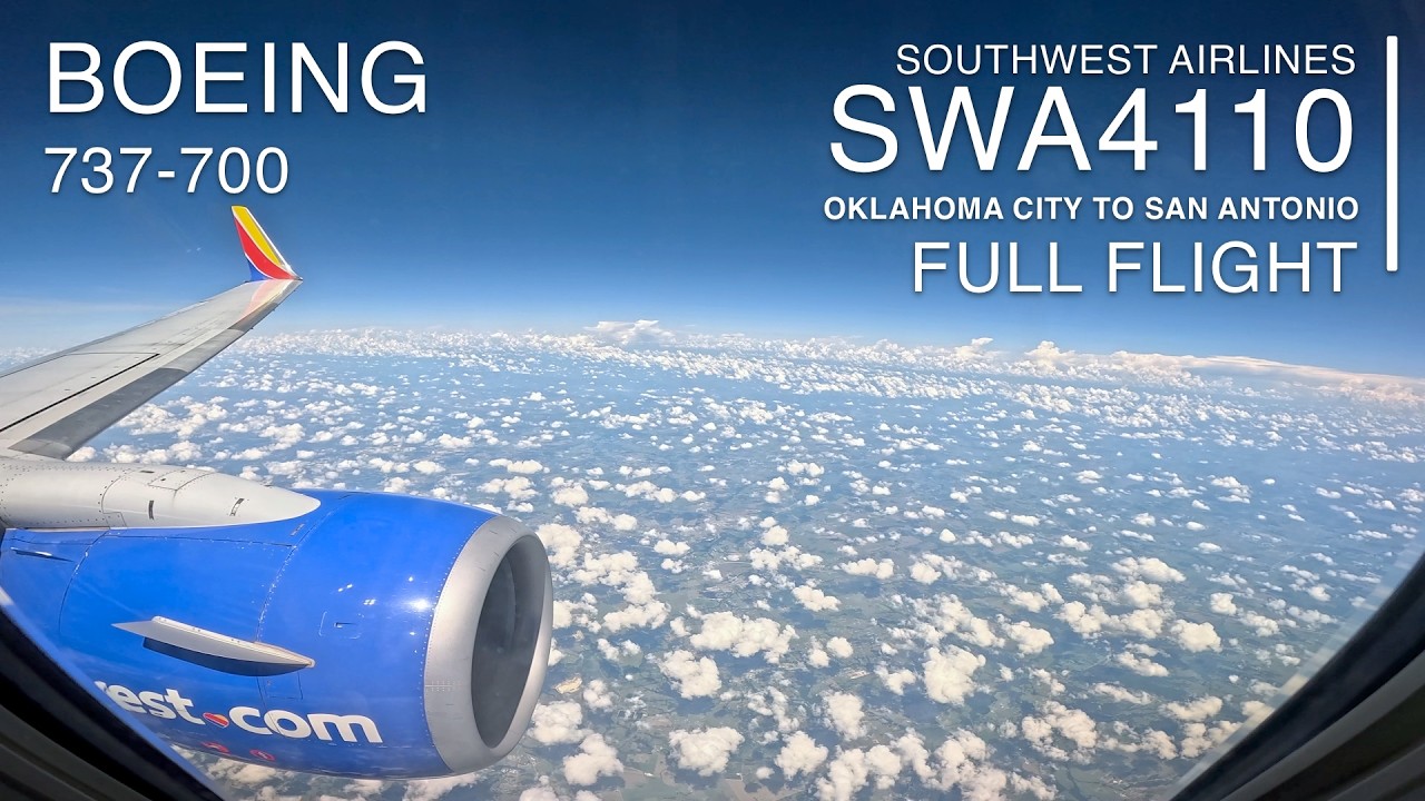 FULL FLIGHT: Oklahoma City to San Antonio | Southwest Airlines SWA4110 - Boeing 737-700 - OKC to SAT