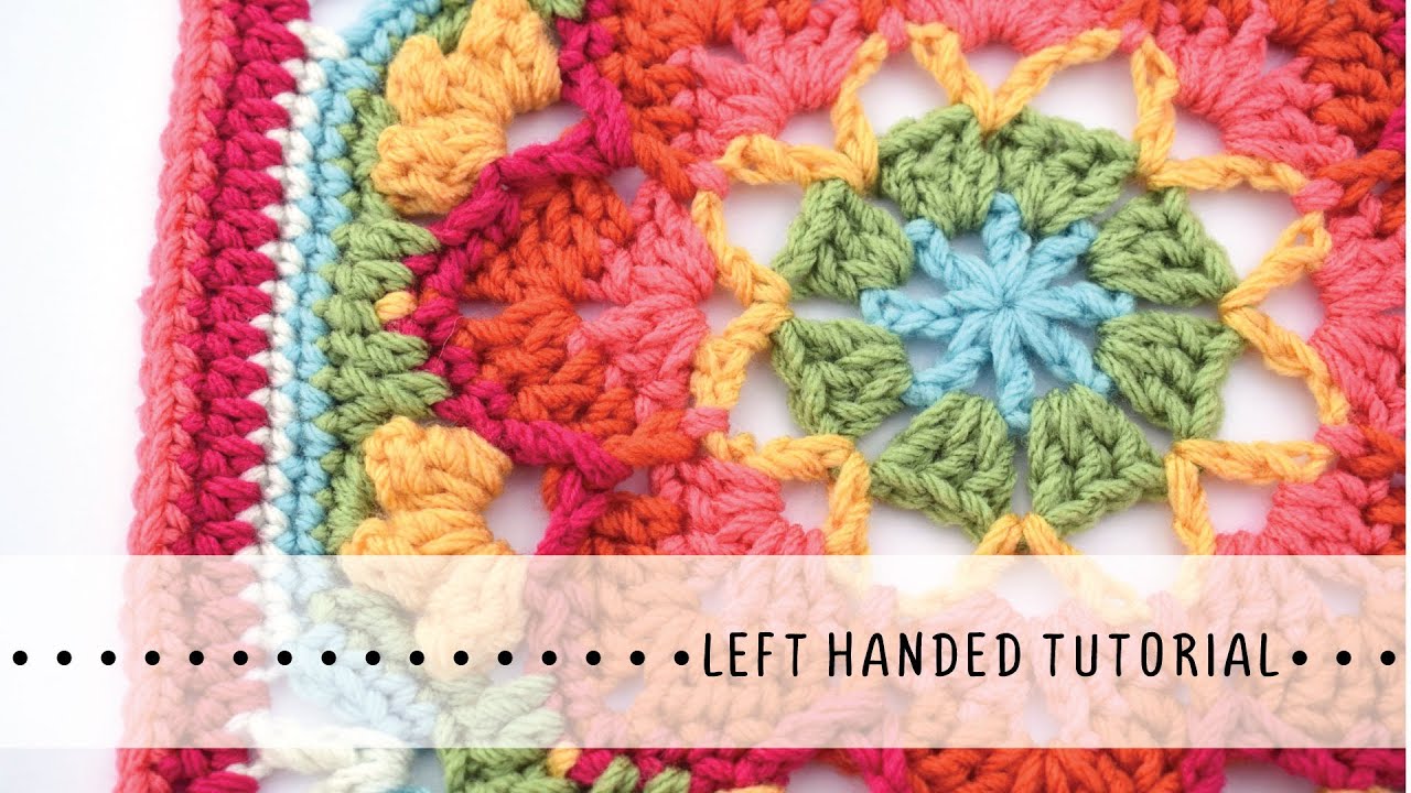 Queenie Free Crochet Granny Square Afghan Block Pattern from Polly Plum Left Handed Tutorial