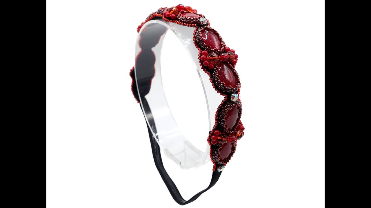 Handgemachtes rotes Haarband mit Strass & Resinsteinen – eleganter Haarschmuck für jeden Look