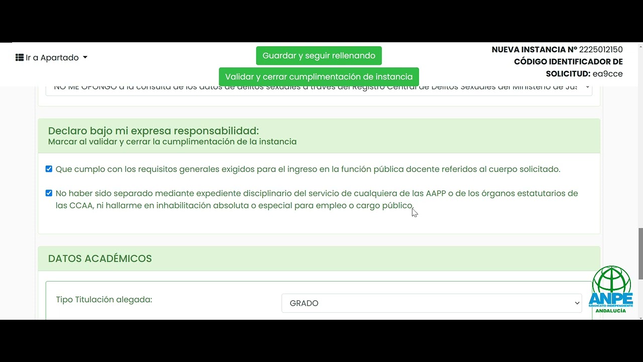 INSCRIPCIÓN EN EL CONCURSO-OPOSICIÓN 2025: Video-tutorial de ANPE Andalucía.
