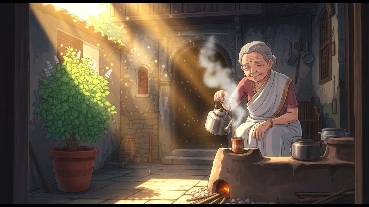 Winter Sun in Grandma’s Courtyard | A Slow Living ASMR Story | Peaceful Village Life  | Ghibli Style