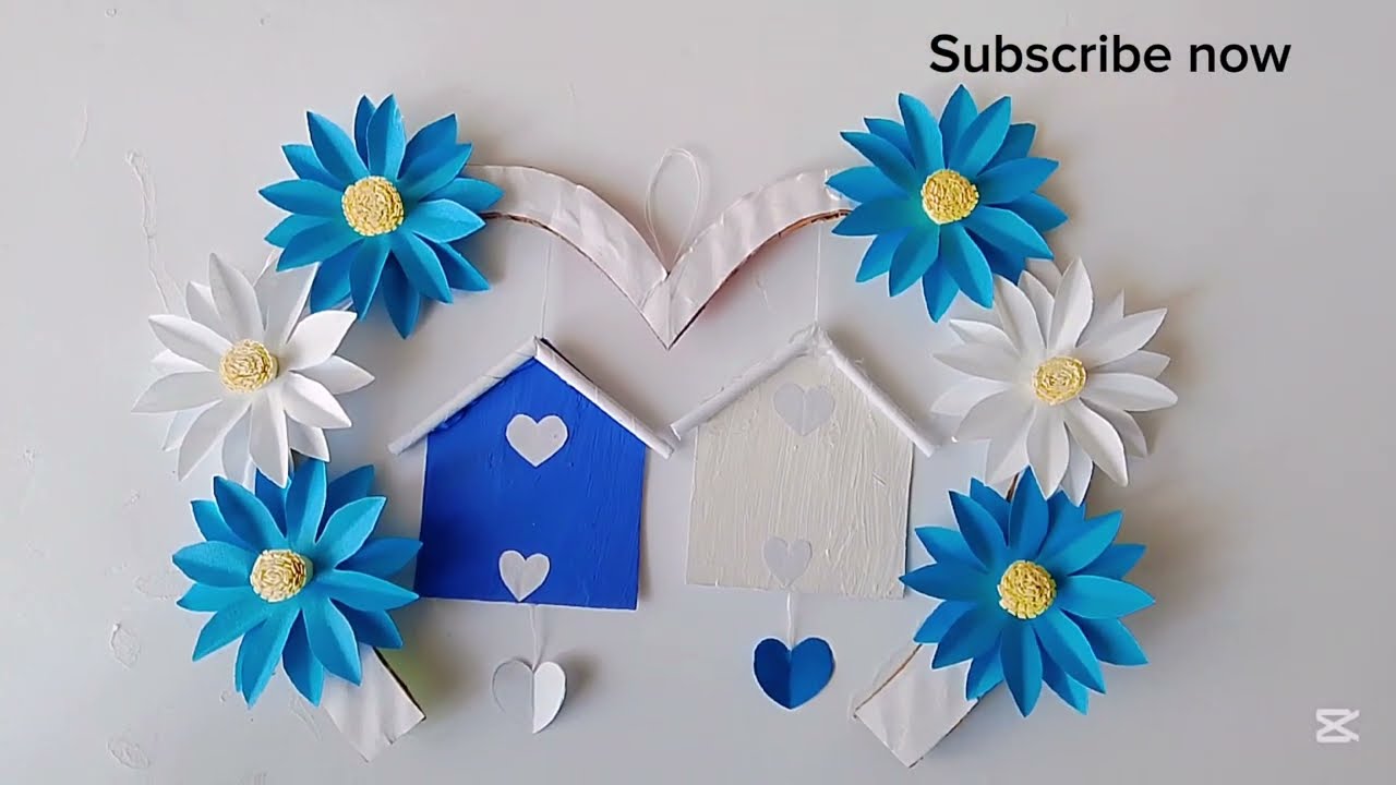 Paper wall hanging craft ideas easy|Paper crafts|room decor ideas|paper flower making 