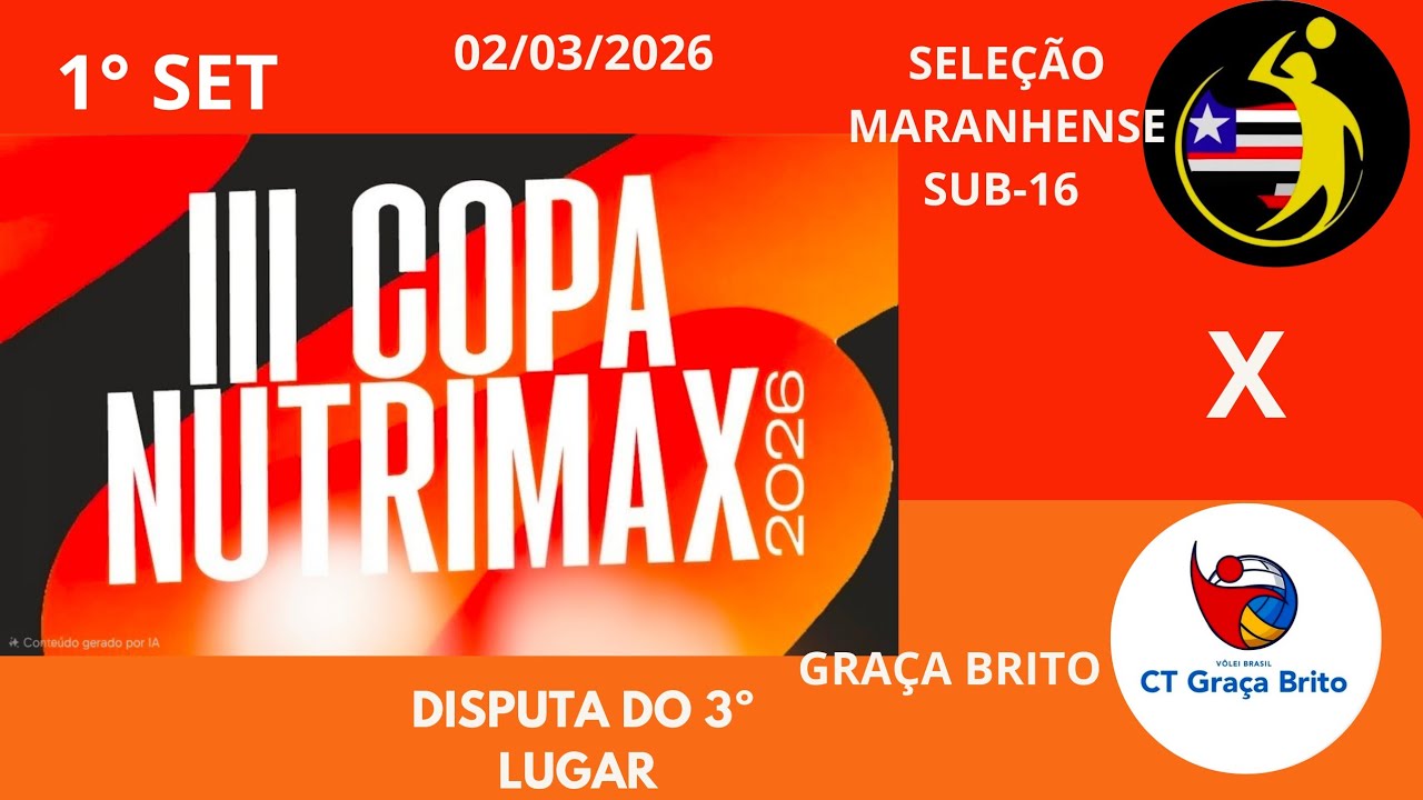III COPA NUTRIMAX!! DISPUTA DO BRONZE! SELEÇÃO MARANHENSE SUB-16 X GRAÇA BRITO. 1 SET
