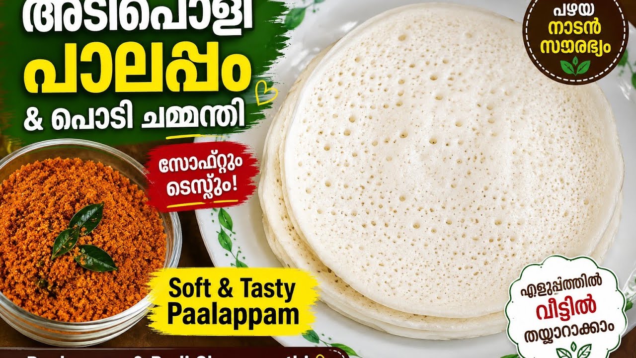 അടിപൊളി പാലപ്പവും പൊടി ചമ്മന്തിയും Super ,Yummy  Instant Palappam and coconut dry chutney ..❤️😊💐