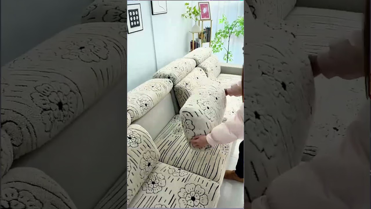 Elegant Sofa Cover Installation for Modern Living Room 