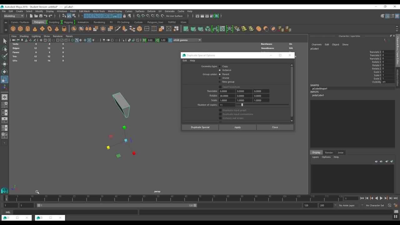 Instances and Duplicate Special in Maya