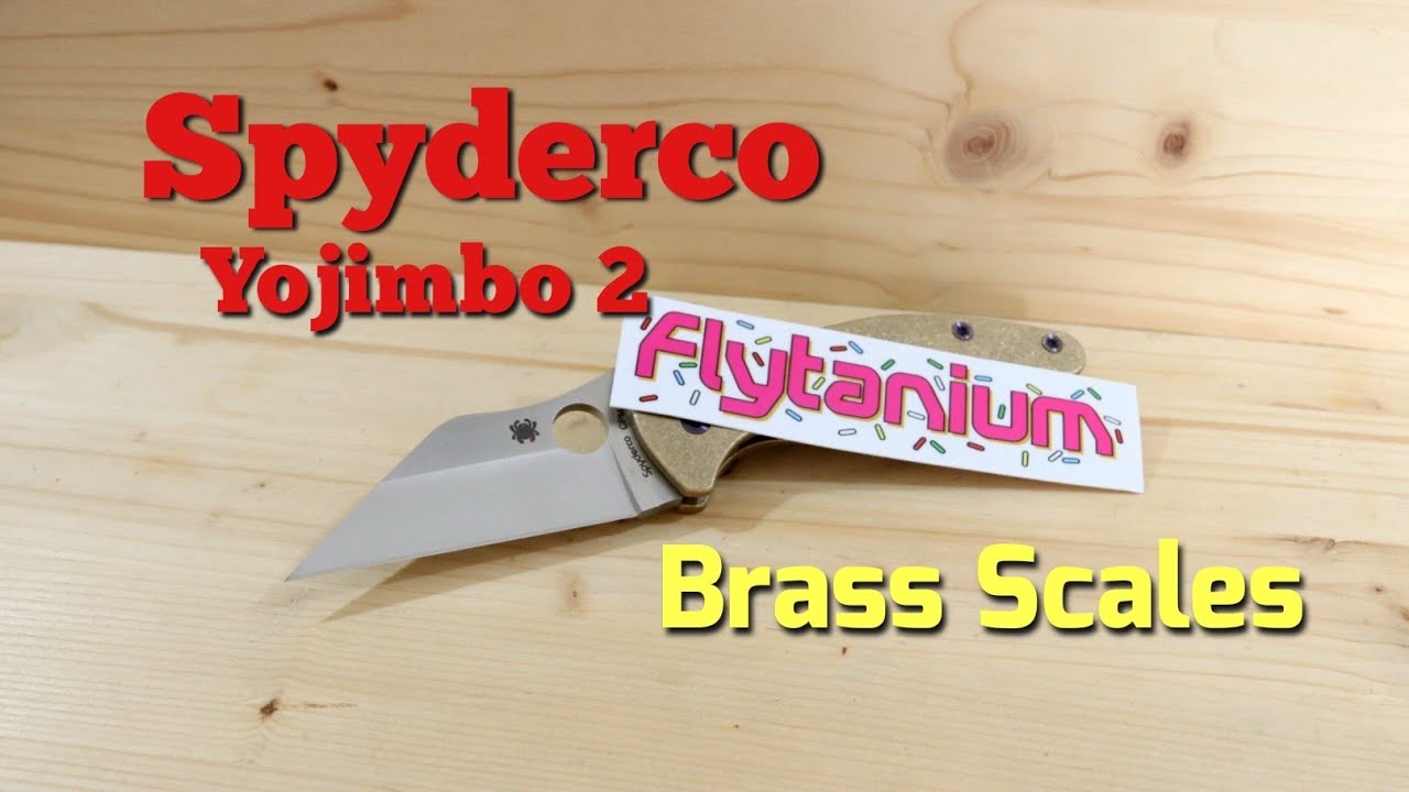 Spyderco Yojimbo 2 Pocket Knife W/Flytanium Brass Scales Install!!!(Knathan's Knives)