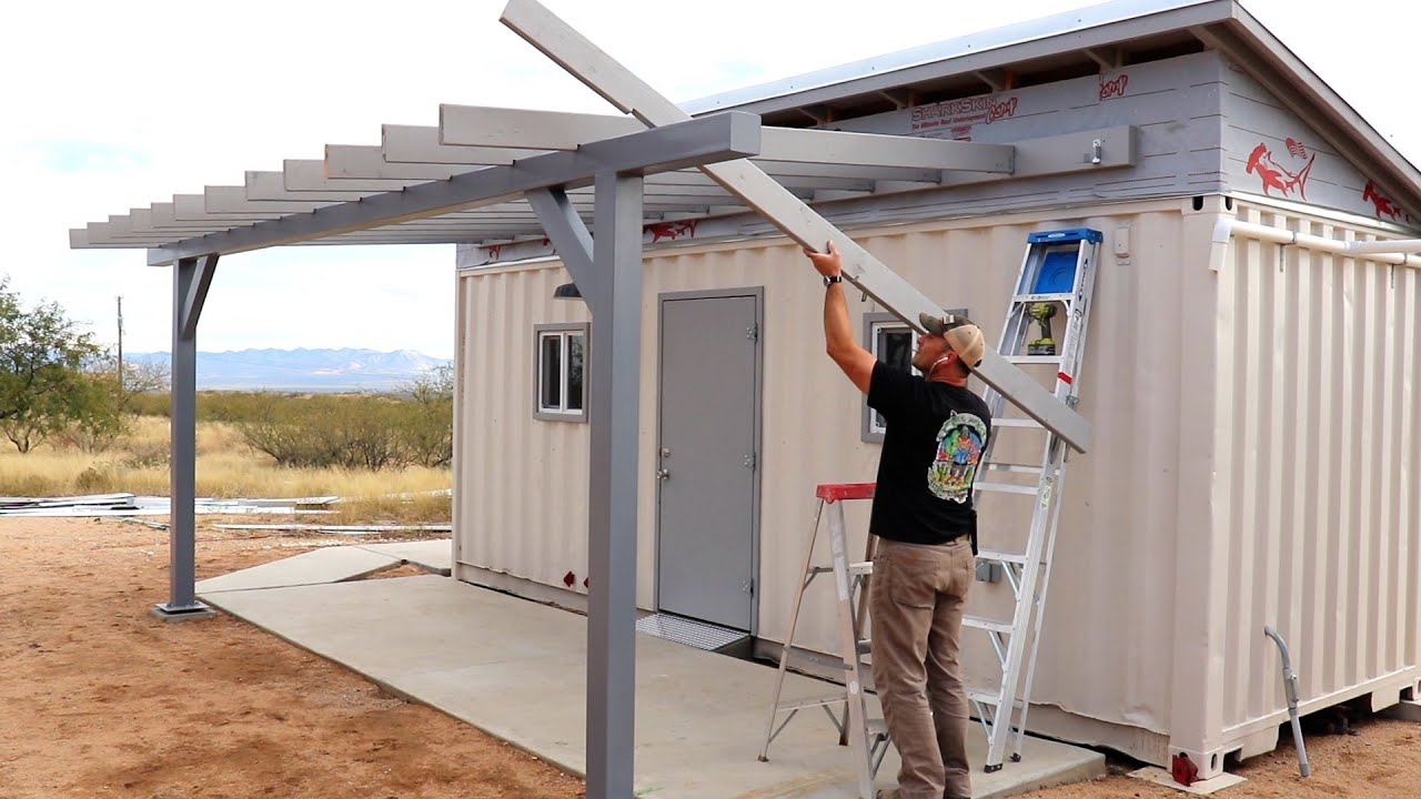 Built to LAST!   Shipping Container Shop Awning 2.0