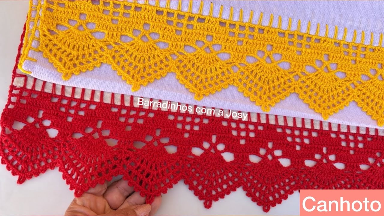 #26Barrado  fácil para panos de prato(canhoto)#crochet #barradinho  