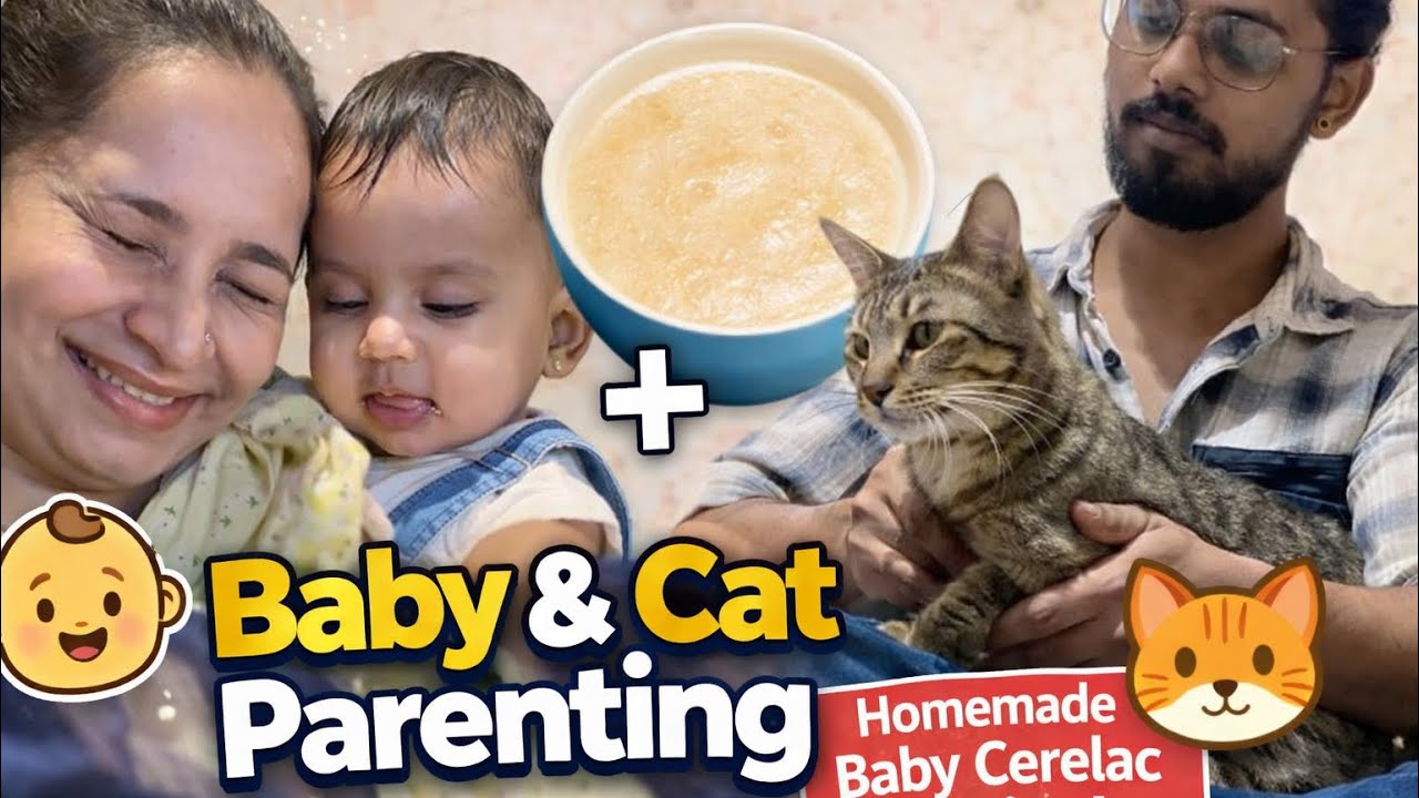 Parenting a Baby & a Cat | Homemade Baby Cerelac Recipe | Real Life Vlog 