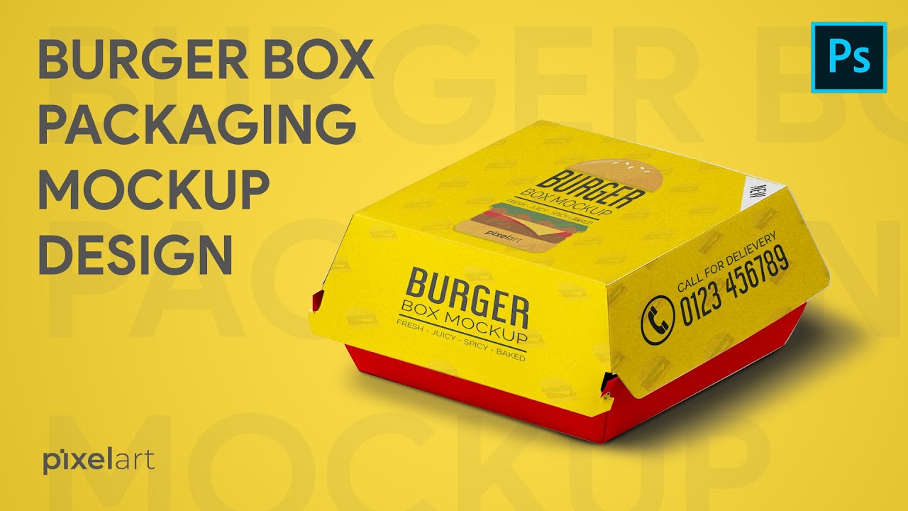 Burger Packaging Box Mockup Design | Photoshop Mockup Tutorials