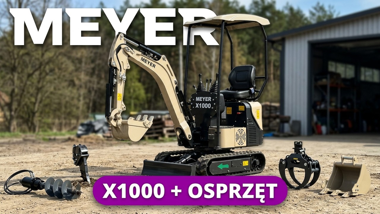 Minikoparka X1000 od A do Z – łyżki, chwytak, wiertnica, ząb zrywający 🛠️