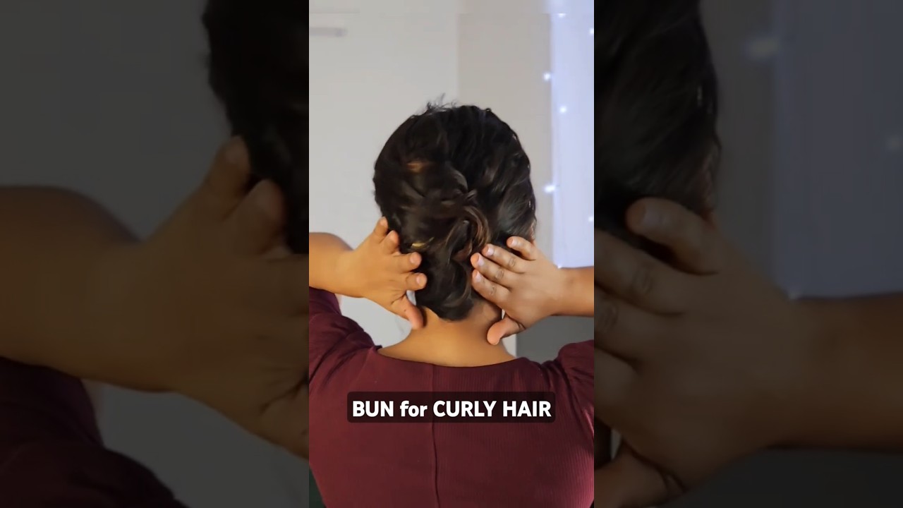 BUN for CURLY HAIR 😋 Quick BUN hairstyle for CURLY hair #curlygirlmethod #curlygirl #curlyqueen #bun