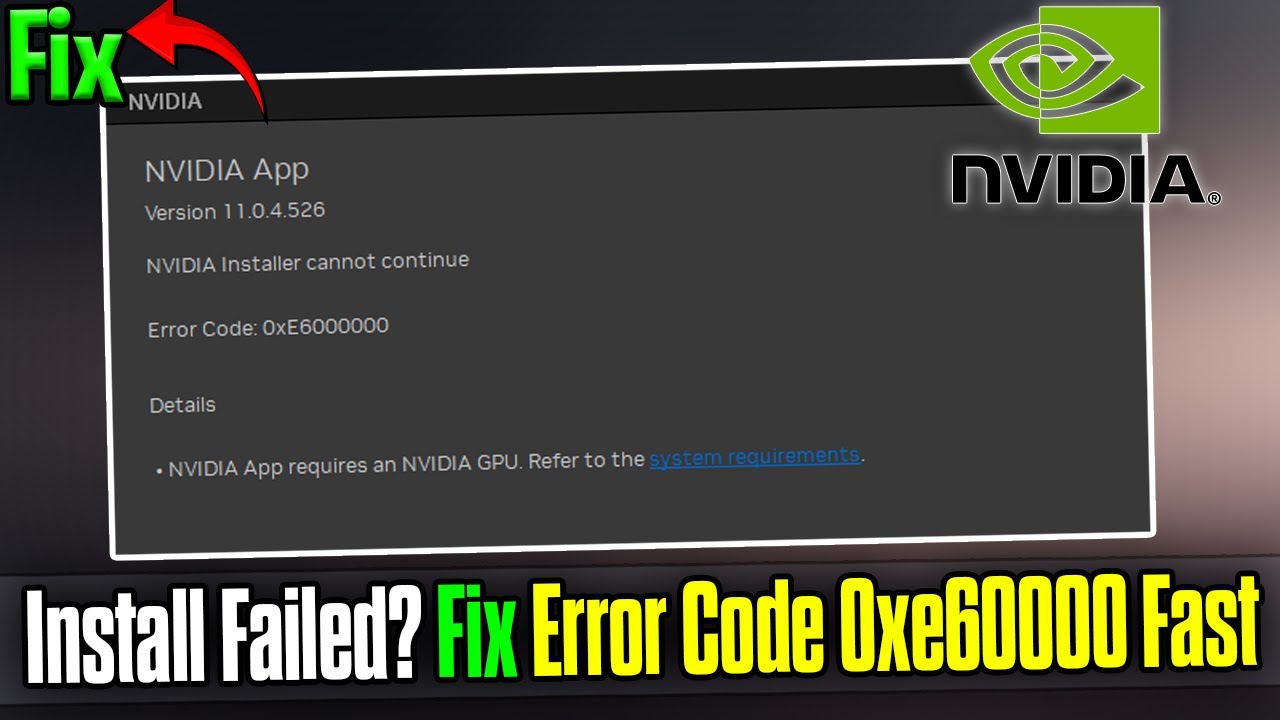 Как исправить ошибку установки NVIDIA с кодом 0xe60000 (руководство 2026 года) 🔧💻