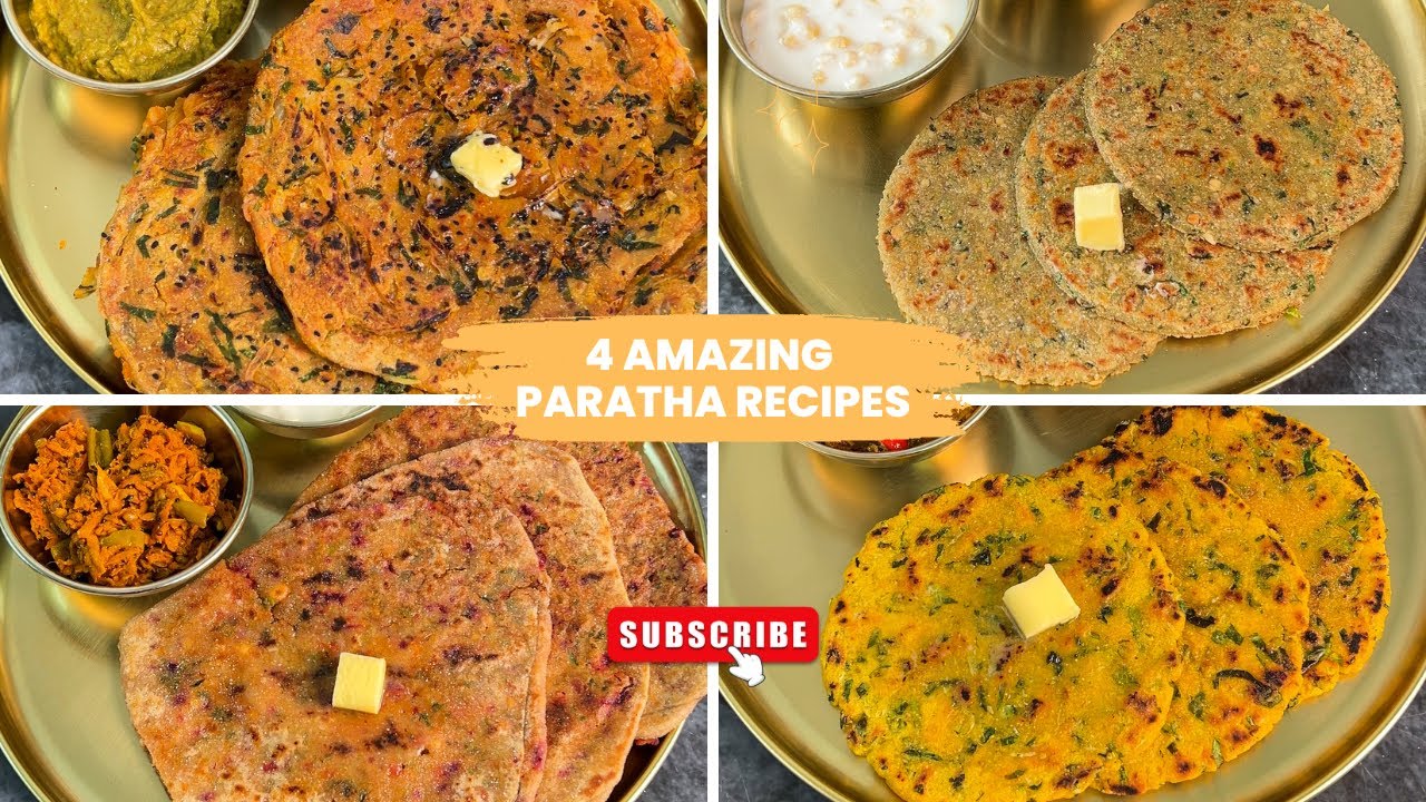 4 Amazing Paratha Recipes | Quick & Easy Breakfast | पराठा | Winter Special | Indian breakfast
