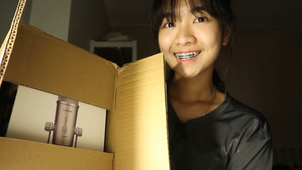 ASMR Unboxing new microphone (BOYA BY-PM700SP) แกะกล่องไมค์ใหม่กัน!!🎙️🥰  