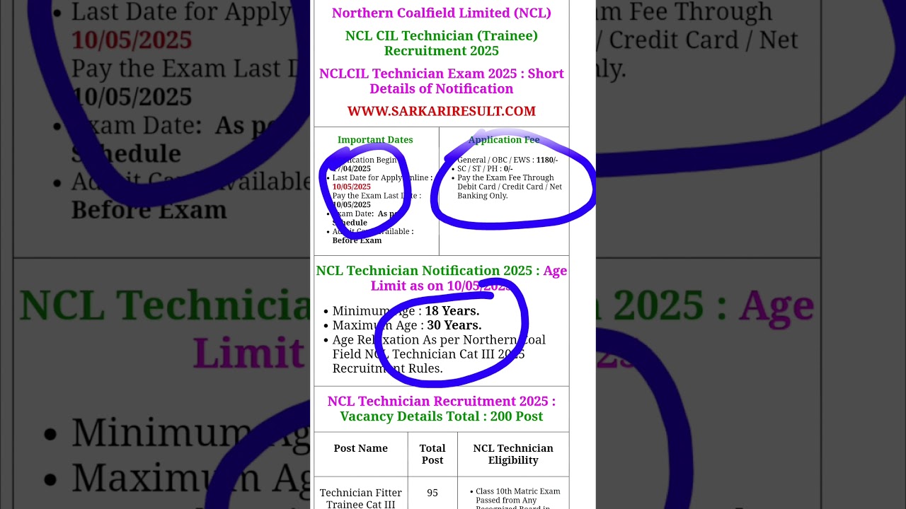NCLCIL Technician Exam 2025 || Northern Coalfield Limited trainee recruitment 2025 #ncl #jobs #exam