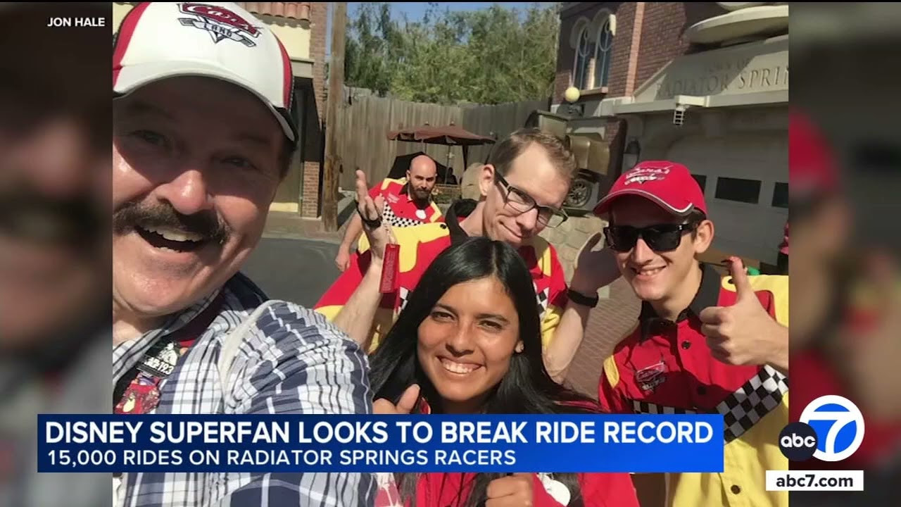 Disney superfan looks to break record with 15,000 rides on Radiator Springs Racers