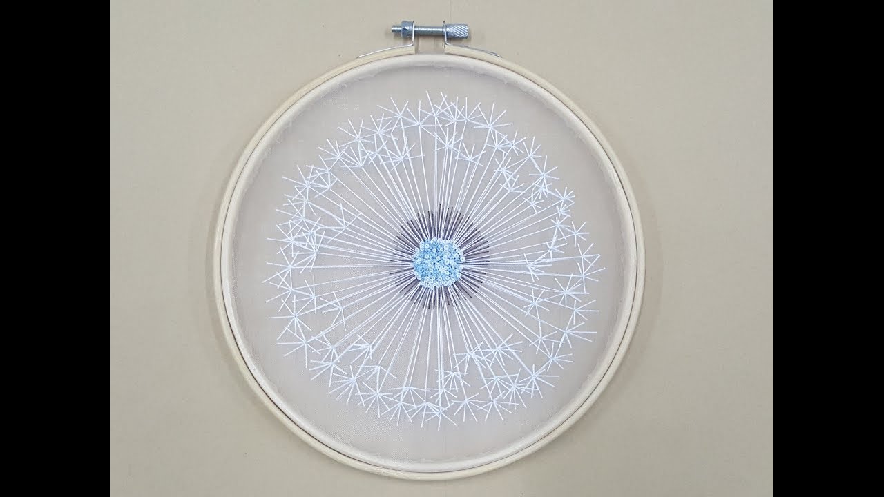 Dandelion Organza Embroidery Hoop Art,  Transparent Embroidery Kit,  Easy Embroidery Kit