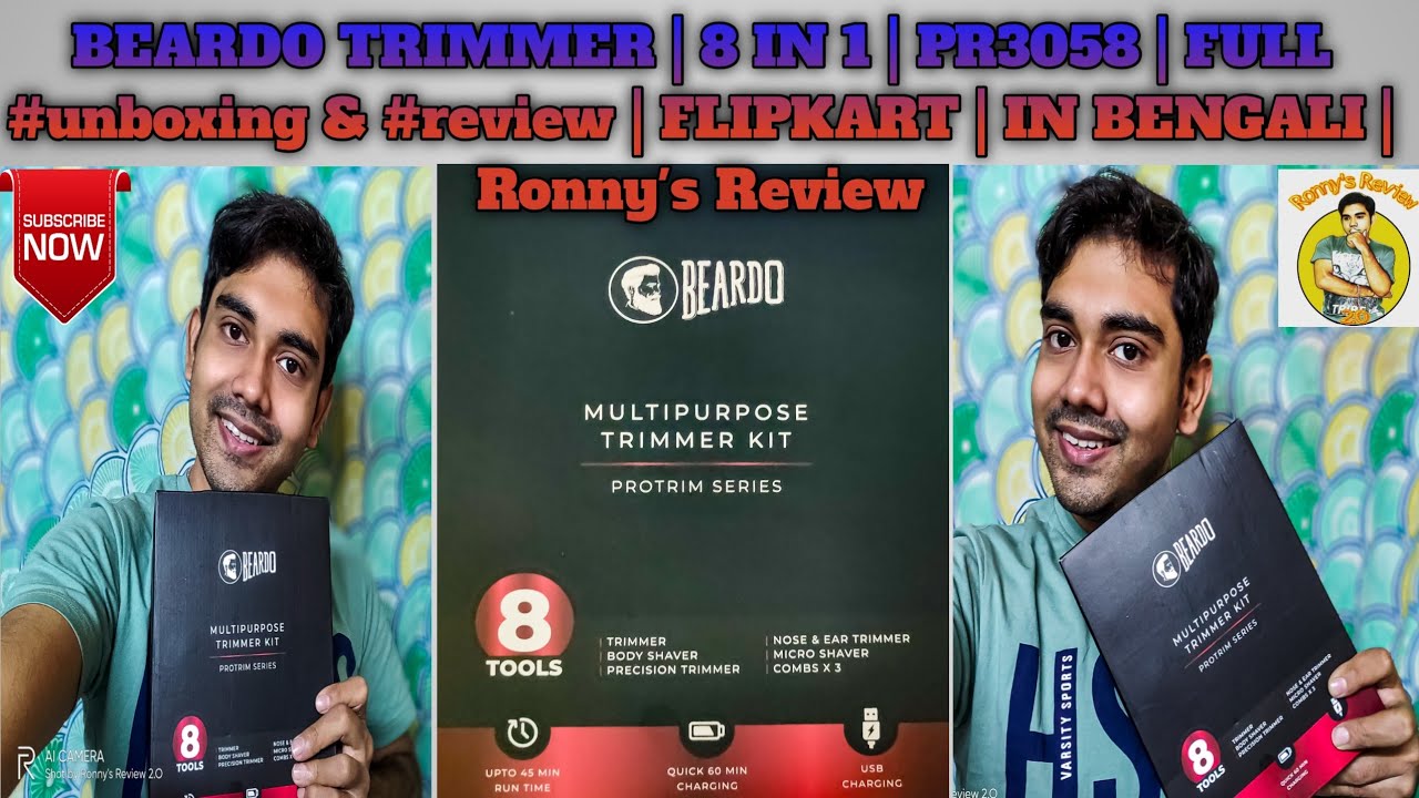 BEARDO TRIMMER | 8 IN 1 | PR3058 | FULL #unboxing & #review | FLIPKART | IN BENGALI | Ronny's Review