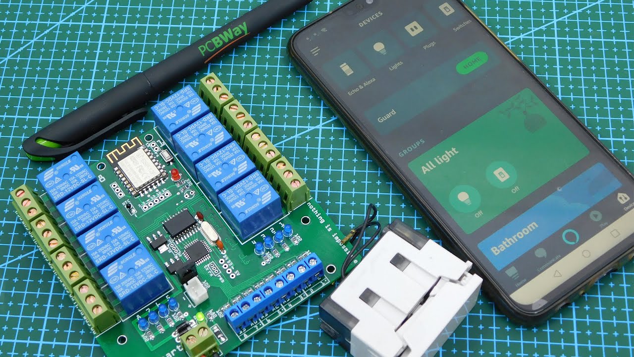 لوحة سمارت هوم 8 خط تقدر تتحكم من المفاتيح العادية مع الموبايل Smart Home 8 sw