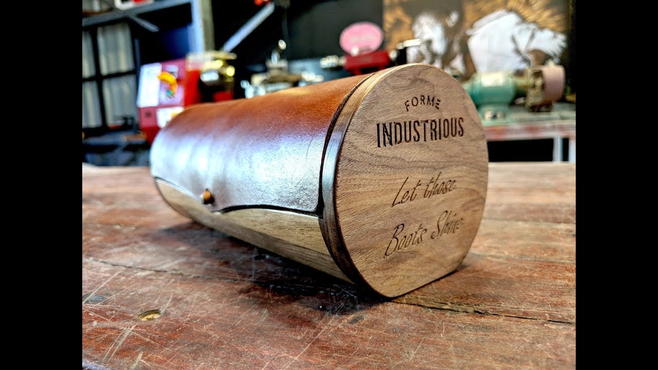 Leather and Wood Shoe Polish Case - Forme Industrious