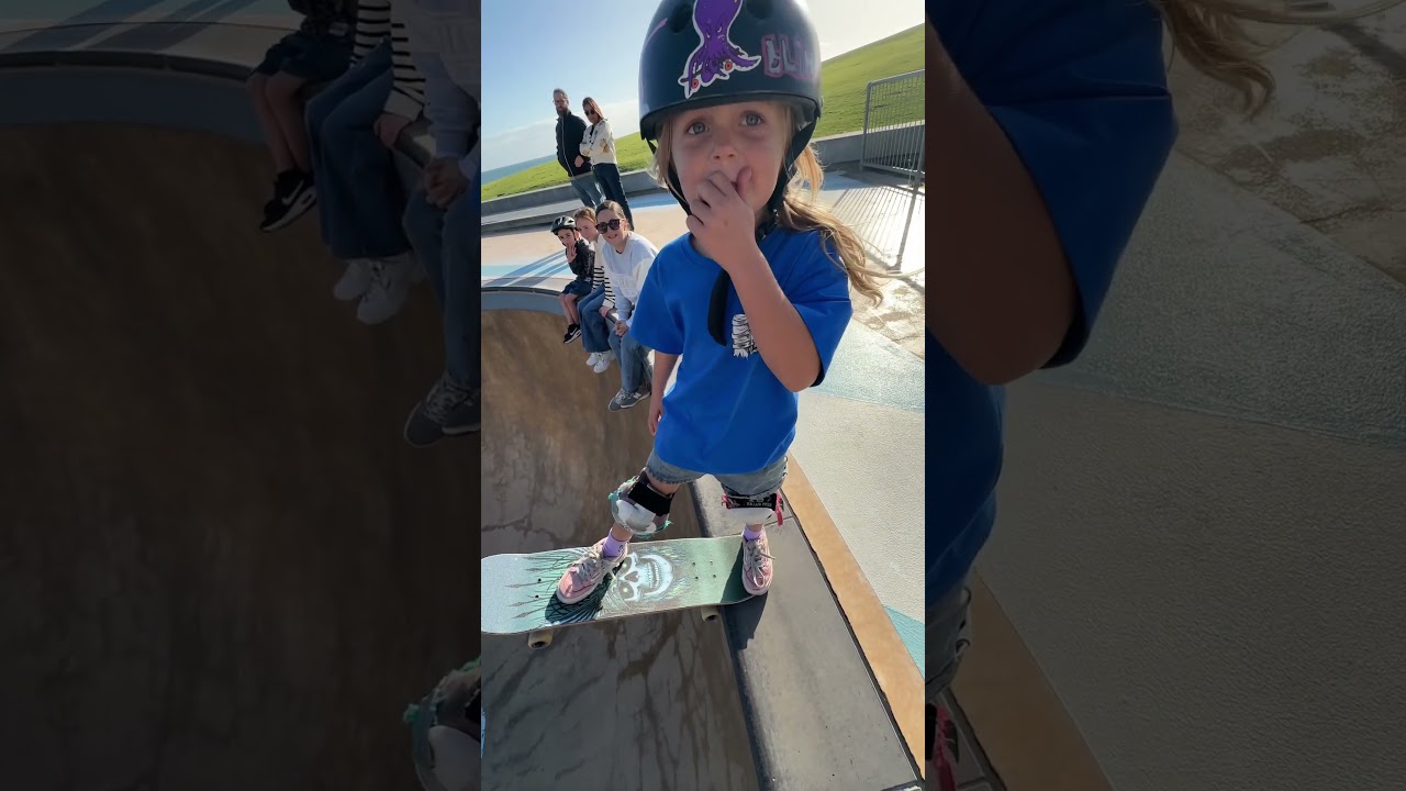 Little girl drops MASSIVE ramp of a skatebaord #commitment #skateboarding