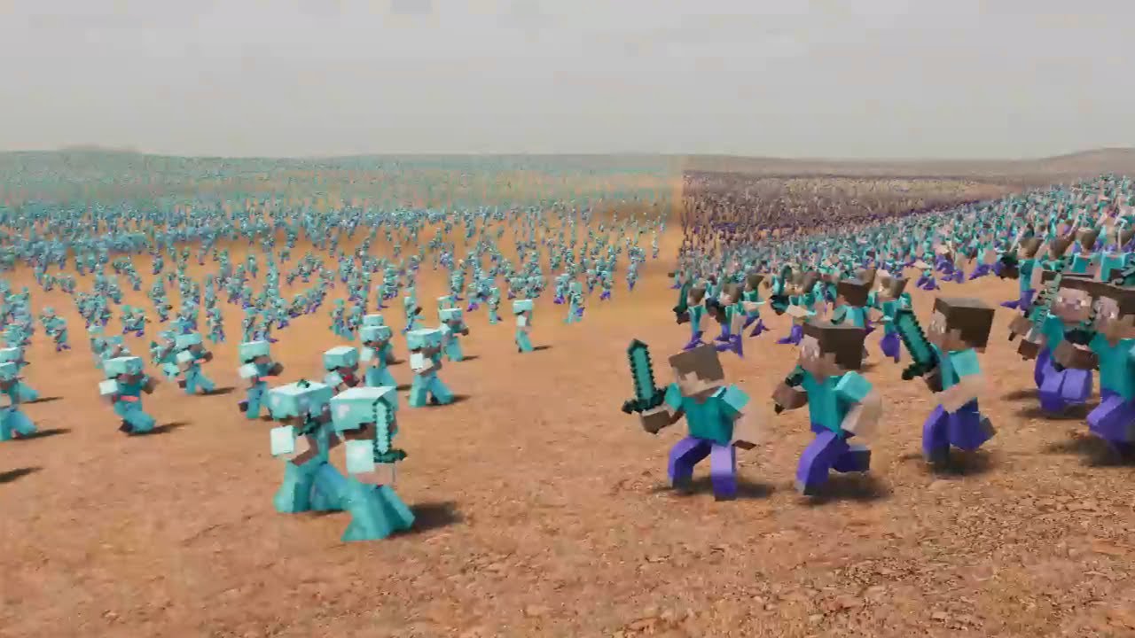 1000000 Diamond Steve vs 1000000 Steve Minecraft Ultimate Epic Battle Simulator 2 UEBS 2