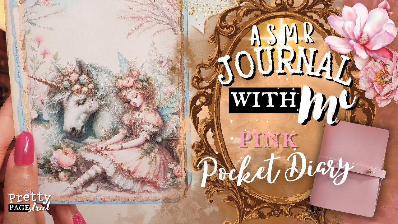 ASMR 💗Aesthetic Journaling Pink Pocket Diary Faries Scrapbooking | Journal With Me Relaxing✨