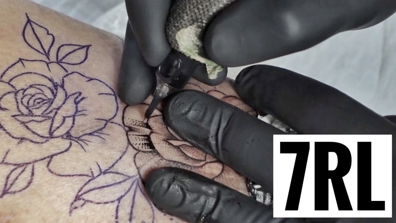 Whip shading roses tattoo | 4x speed