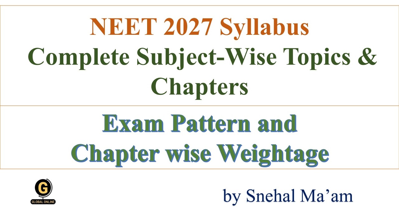 Mission NEET 2027: Subject wise Topics and Chaoters | Exam Pattern and Chapter wise weightage