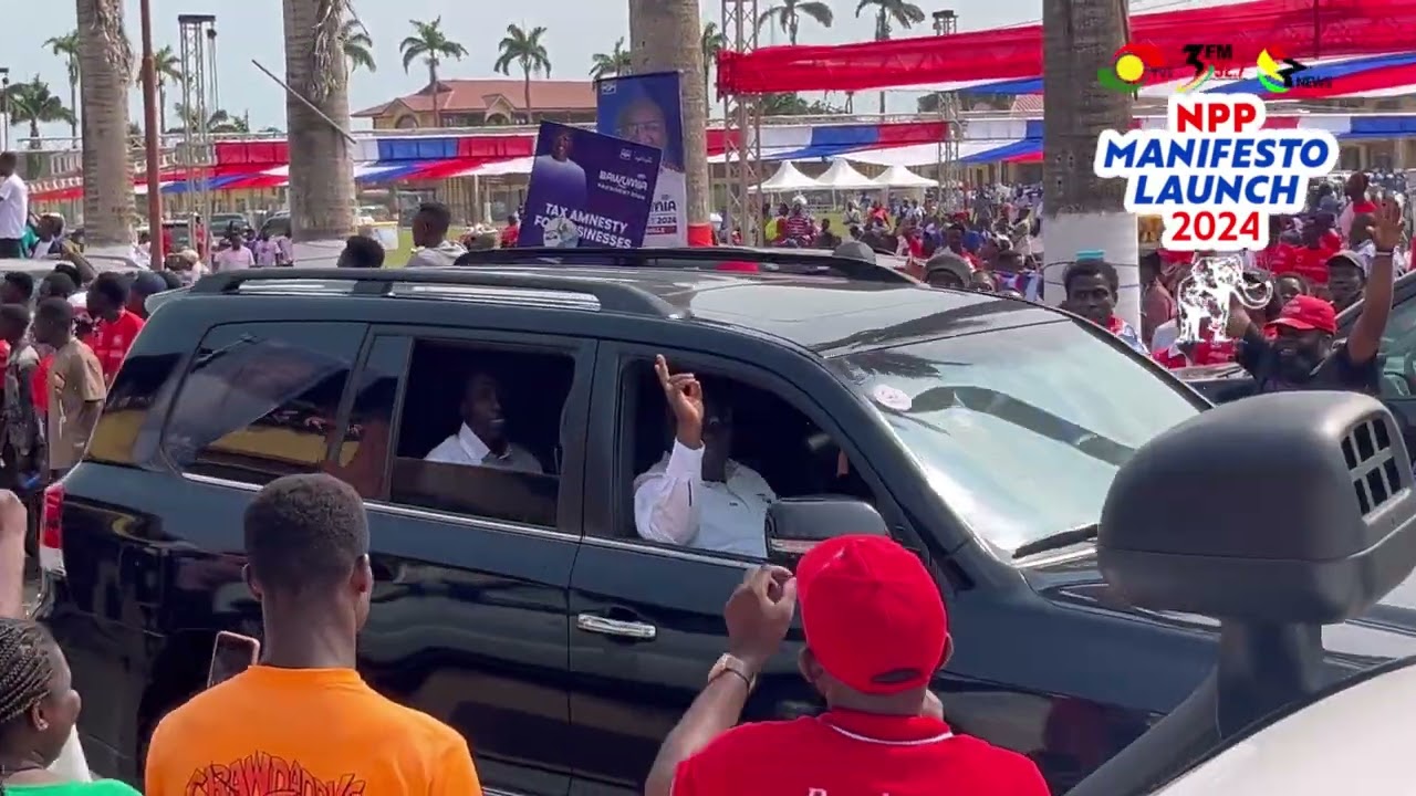 Exclusive: Arrival of President Nana Akufo-Addo at the NPP 2024 manifesto launch in Takoradi.