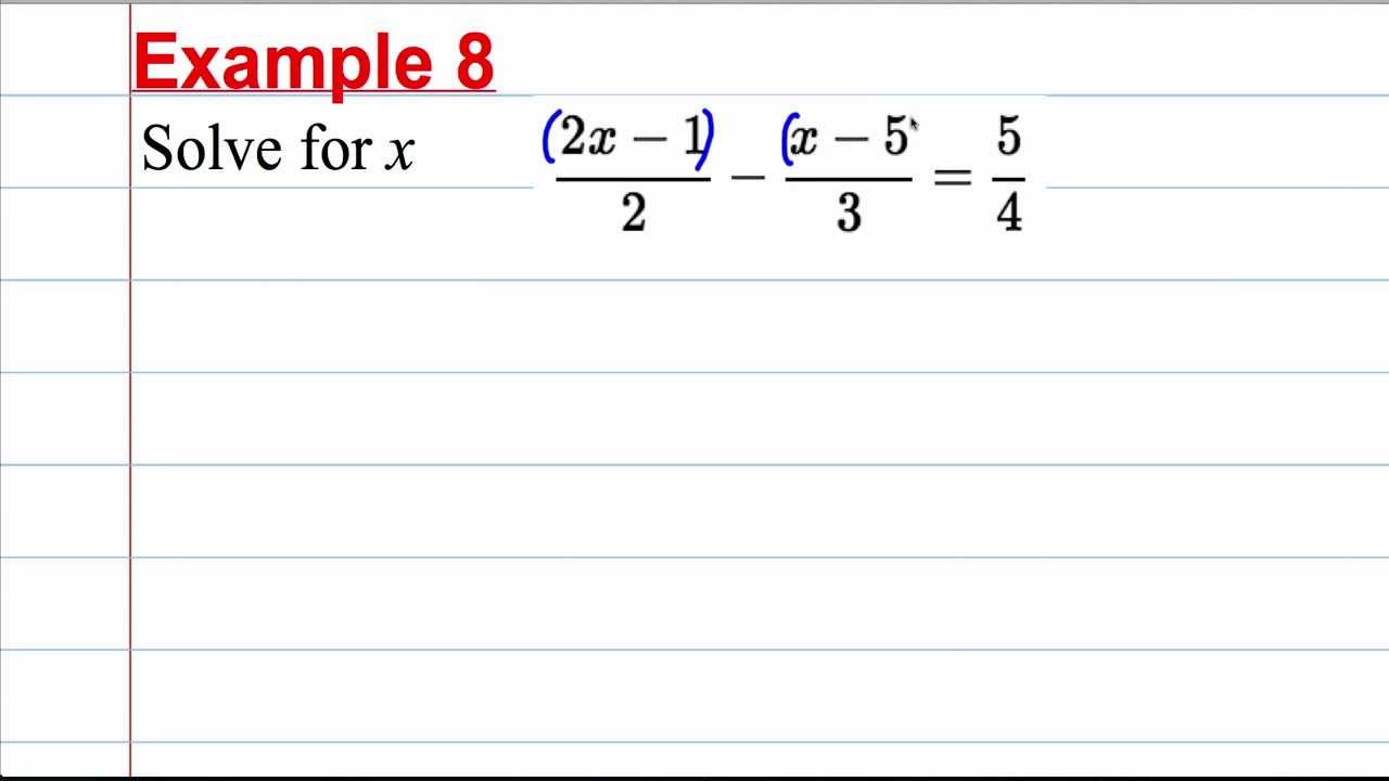 GCSE Maths Revision - Solving linear Equations (2) Involving fractions