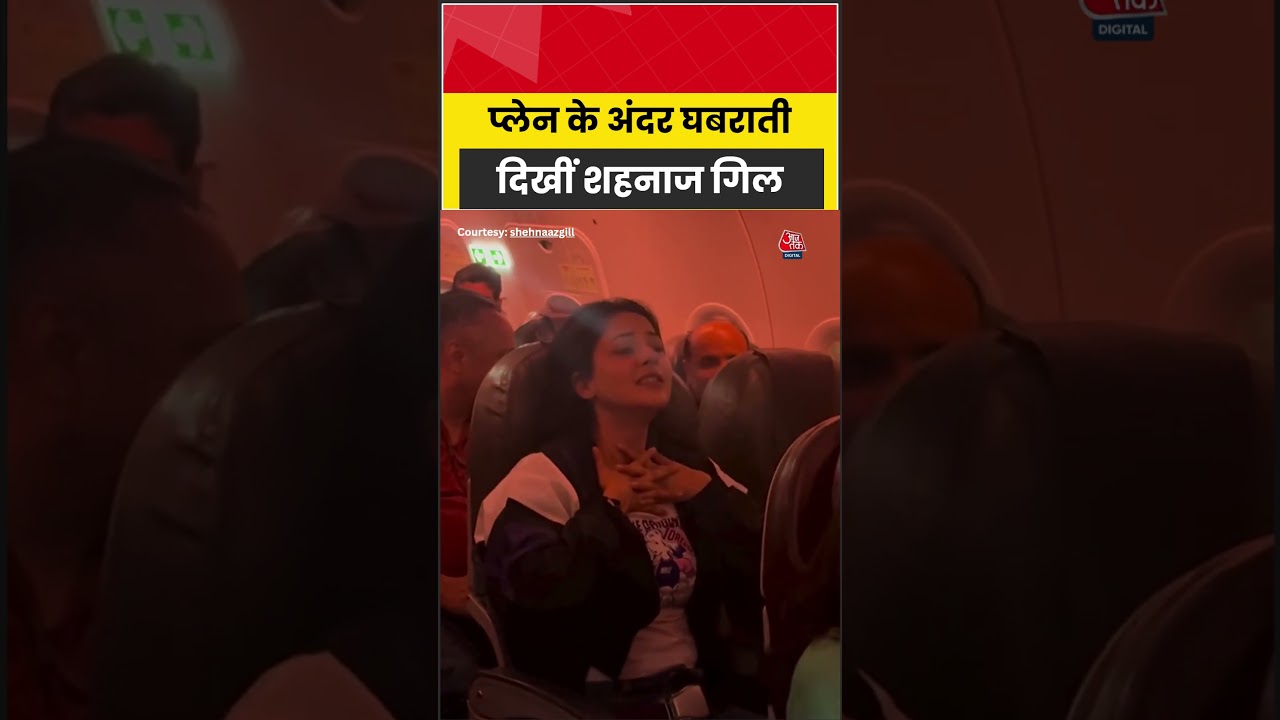 प्लेन के अंदर घबराती दिखीं शहनाज गिल #shenazgill #plane #viralvideo #ytshorts #aajtak