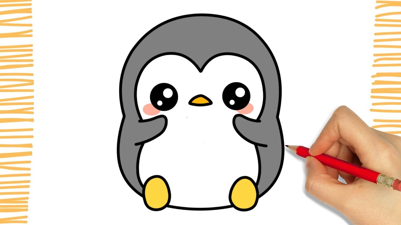 Como Desenhar um PINGUIM KAWAII I Fácil