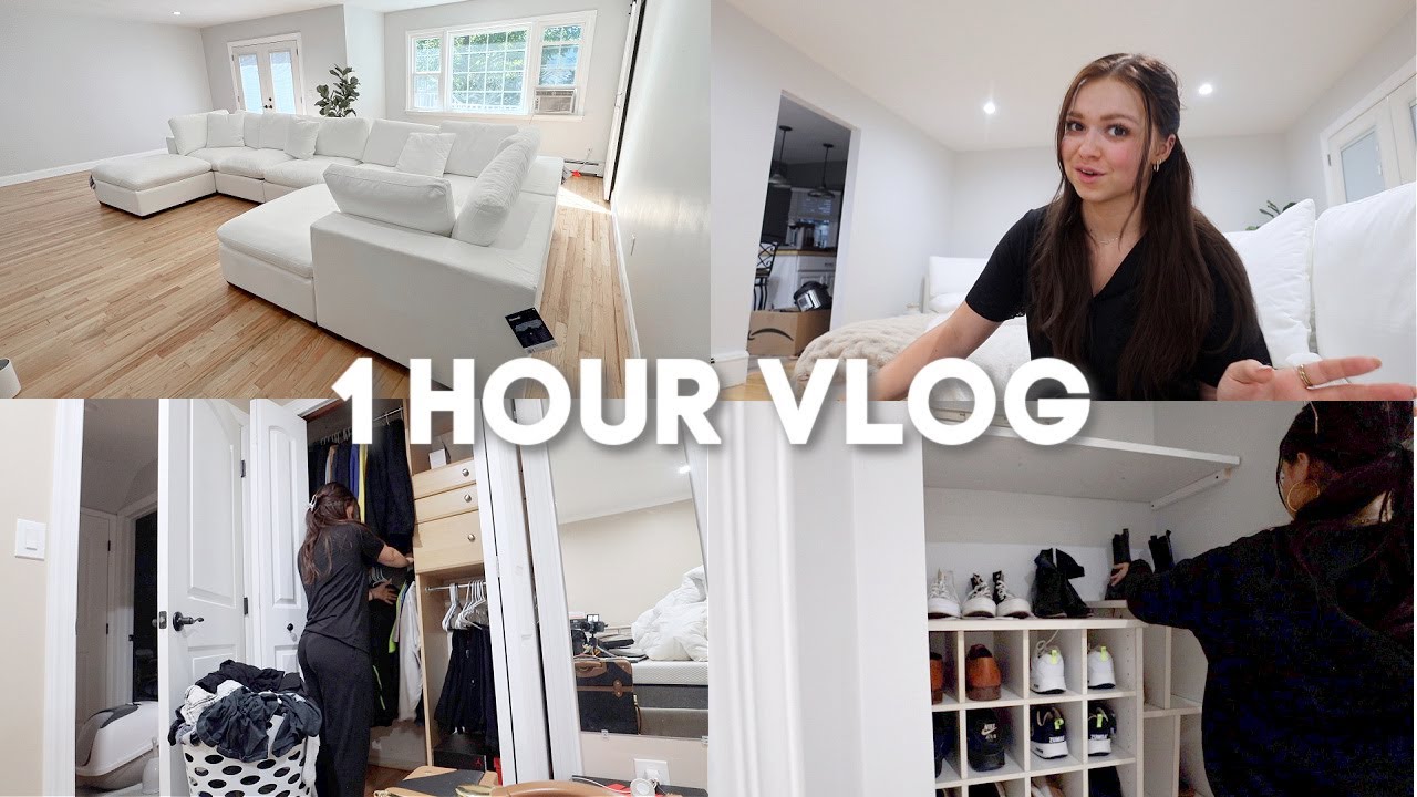 1 HOUR MOVING VLOG!!! new couch delivery & unpacking 🏠