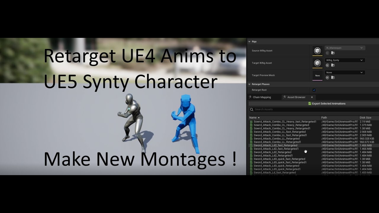 UE5 - Add New Anims for Synty Characters - Retarget UE4 to UE5 to Synty