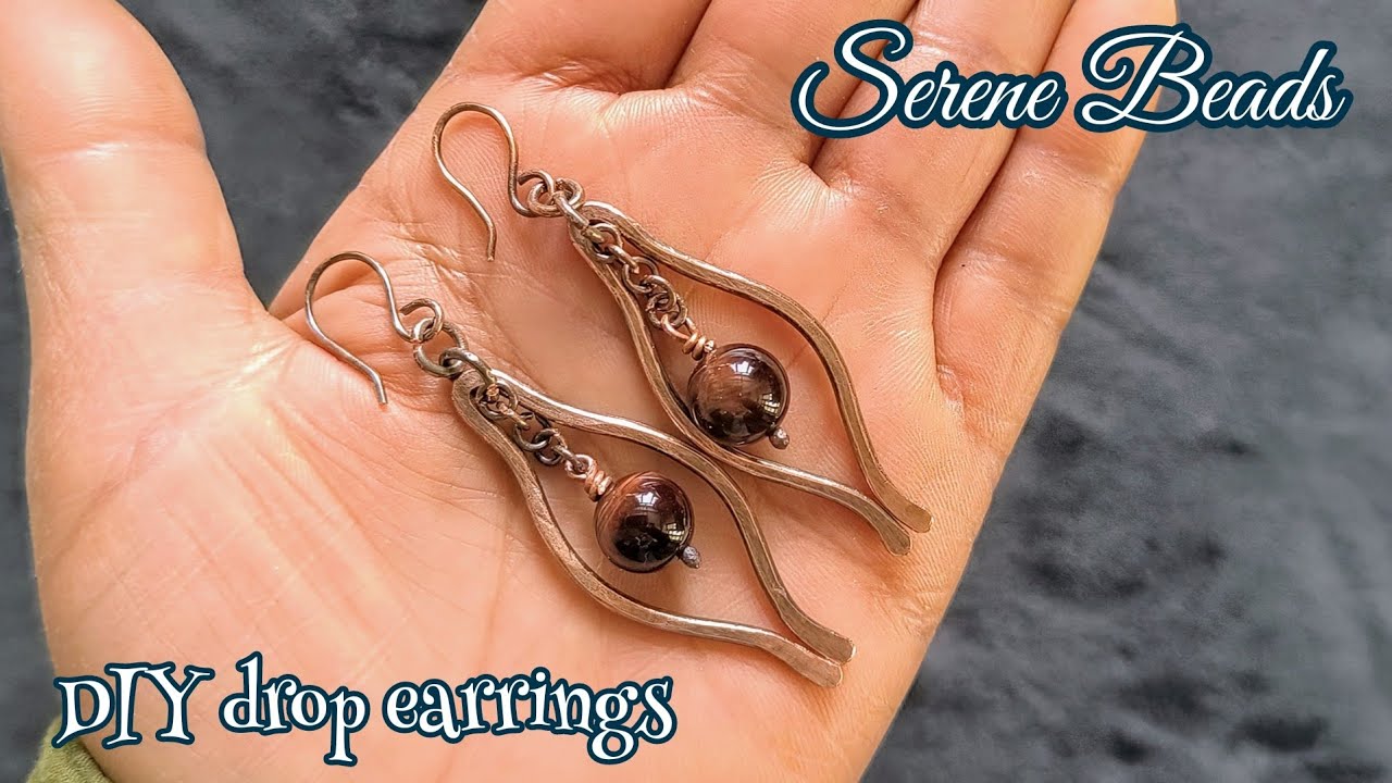 Drop wire earrings tutorial | Hammered earrings for beginners | Copper Drop earrings